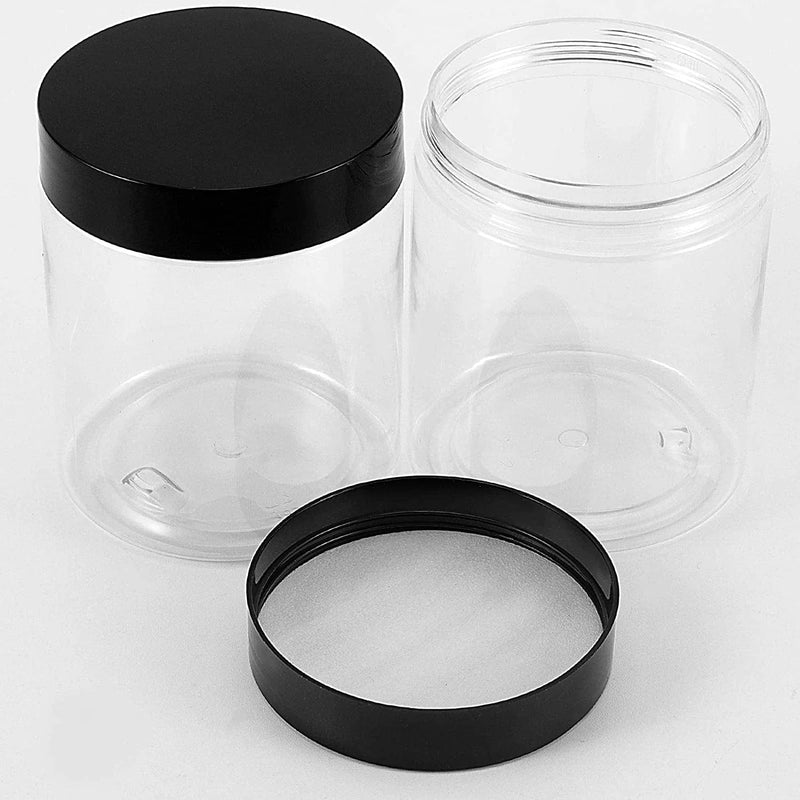 ZEONHEI 30 PCS 8 Oz Plastic Slime Jars with Black Lid, No-Bpa Clear Container Wide-Mouth Transparent Storage Bottle for Slime Food Cream Jam DIY Bathroom Kitchen