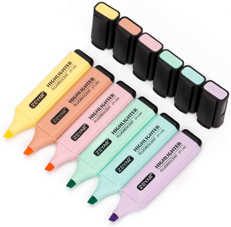 ZEYAR Highlighter, Pastel Colors Chisel Tip Marker Pen, Assorted Colors, Water Based, Quick Dry (6 Macaron Colors) Office Supplies > General Office Supplies ZEYAR Default Title  