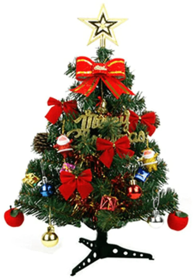 ZFRANC Christmas Tree Mini Pine Xmas Tree Set with Stand & Ornaments,Holiday Decoration for Home,24inch (18inch) Home & Garden > Decor > Seasonal & Holiday Decorations > Christmas Tree Stands ZFRANC 18inch  