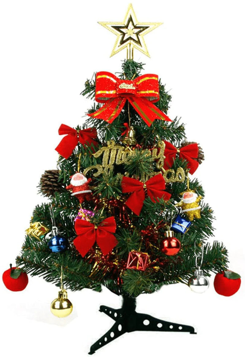 ZFRANC Christmas Tree Mini Pine Xmas Tree Set with Stand & Ornaments,Holiday Decoration for Home,24inch (18inch) Home & Garden > Decor > Seasonal & Holiday Decorations > Christmas Tree Stands ZFRANC 24inch  