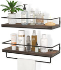 ZGO Floating Shelves for Wall Set of 2, Wall Mounted Storage Shelves with Black Metal Frame and Towel Rack for Bathroom, Bedroom, Living Room, Kitchen, Office (Black)… Home & Garden > Household Supplies > Storage & Organization ZGO Brown  