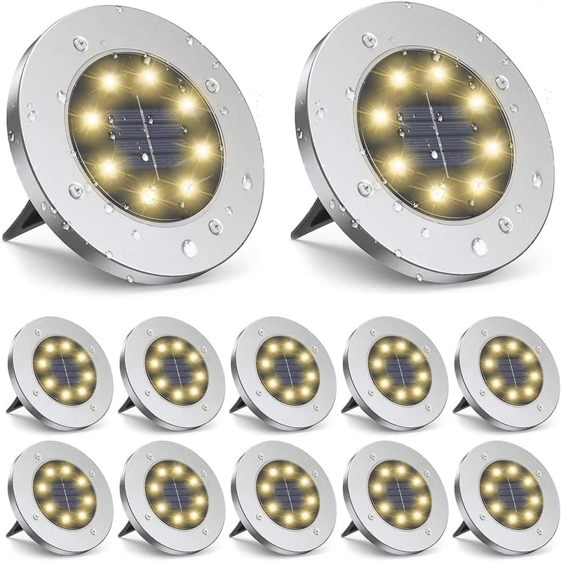ZGWJ Solar Ground Lights, 12 Packs 8 LED Solar Garden Lamp Waterproof In-Ground Outdoor Landscape Lighting for Patio Pathway Lawn Yard Deck Driveway Walkway White Home & Garden > Lighting > Lamps ZGWJ Warm White 12 Pack 