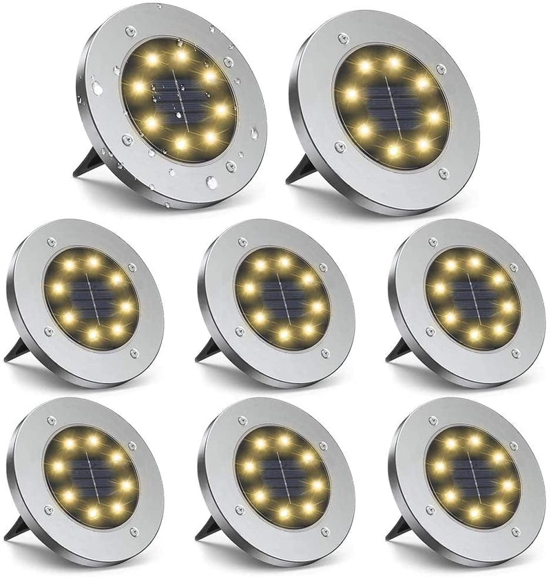 ZGWJ Solar Ground Lights, 12 Packs 8 LED Solar Garden Lamp Waterproof In-Ground Outdoor Landscape Lighting for Patio Pathway Lawn Yard Deck Driveway Walkway White Home & Garden > Lighting > Lamps ZGWJ Warm White 8 Pack 