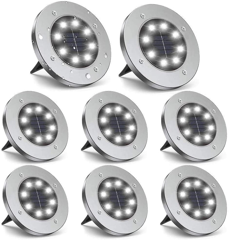 ZGWJ Solar Ground Lights, 12 Packs 8 LED Solar Garden Lamp Waterproof In-Ground Outdoor Landscape Lighting for Patio Pathway Lawn Yard Deck Driveway Walkway White Home & Garden > Lighting > Lamps ZGWJ White 8 Pack 