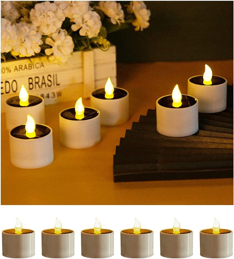ZHAOFUBAO Solar Candles Flameless Candle Lights,Solar Rechargeable Tea Wax Lamp,6 Flameless Candle Light, Suitable for Wedding, Valentine'S Day, Halloween, Christmas, Garden Decoration, Etc. Home & Garden > Lighting > Lamps Yu Ann electronic   