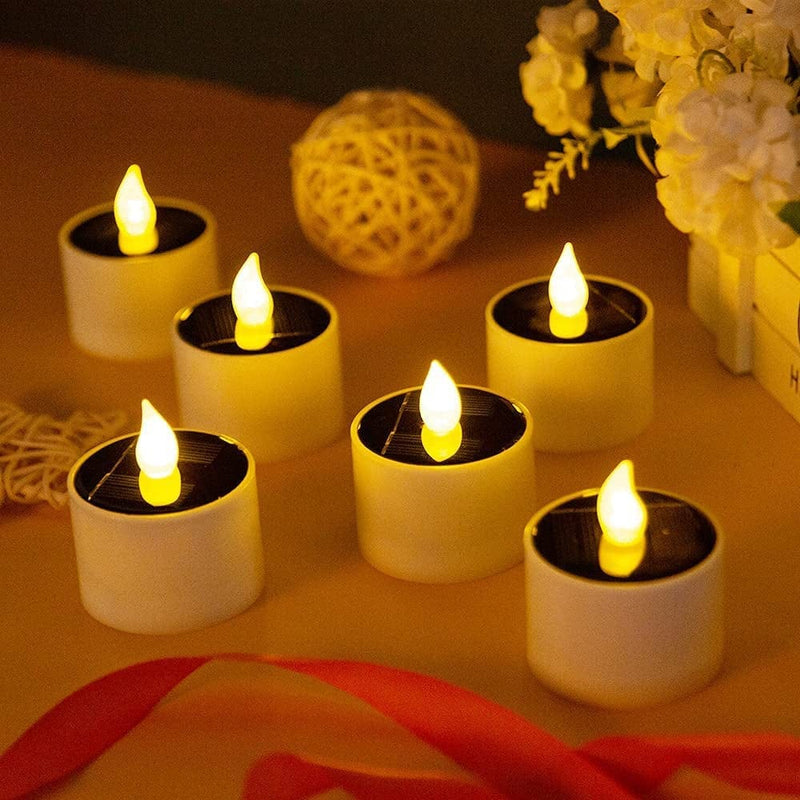 ZHAOFUBAO Solar Candles Flameless Candle Lights,Solar Rechargeable Tea Wax Lamp,6 Flameless Candle Light, Suitable for Wedding, Valentine'S Day, Halloween, Christmas, Garden Decoration, Etc. Home & Garden > Lighting > Lamps Yu Ann electronic   