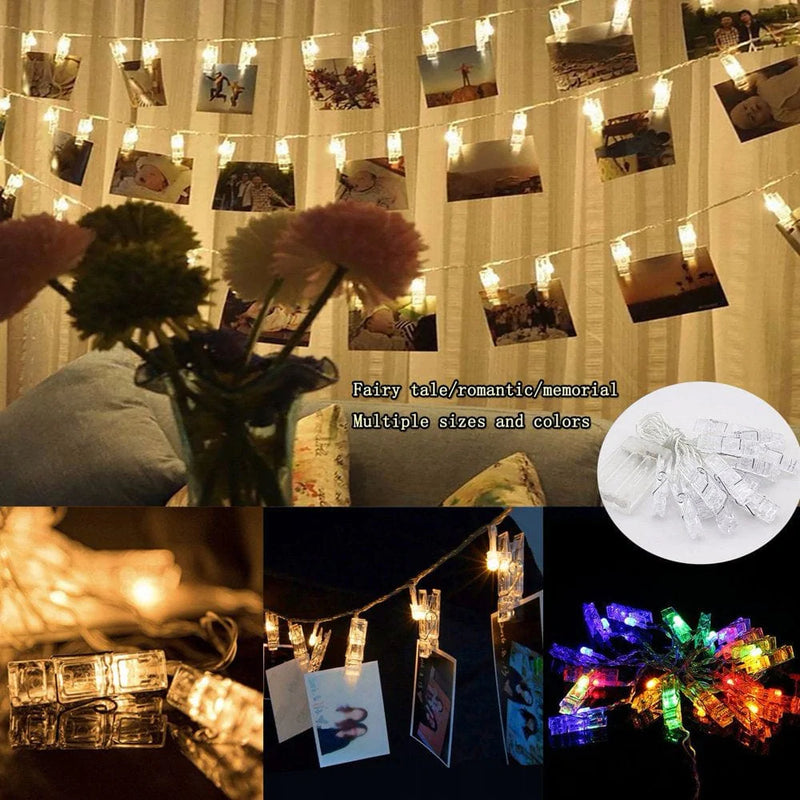 Zhaomeidaxi 10/20/40 Led Photo Clip String Lights, Used for Hanging Pictures, Cards, Decorations, Battery-Powered, Perfect Bedroom Wall Decoration, Valentine'S Day, Wedding,White D 4M+40 Lights