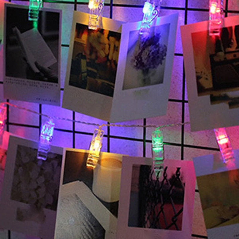 Zhaomeidaxi 10/20/40 Led Photo Clip String Lights, Used for Hanging Pictures, Cards, Decorations, Battery-Powered, Perfect Bedroom Wall Decoration, Valentine'S Day, Wedding,White D 4M+40 Lights
