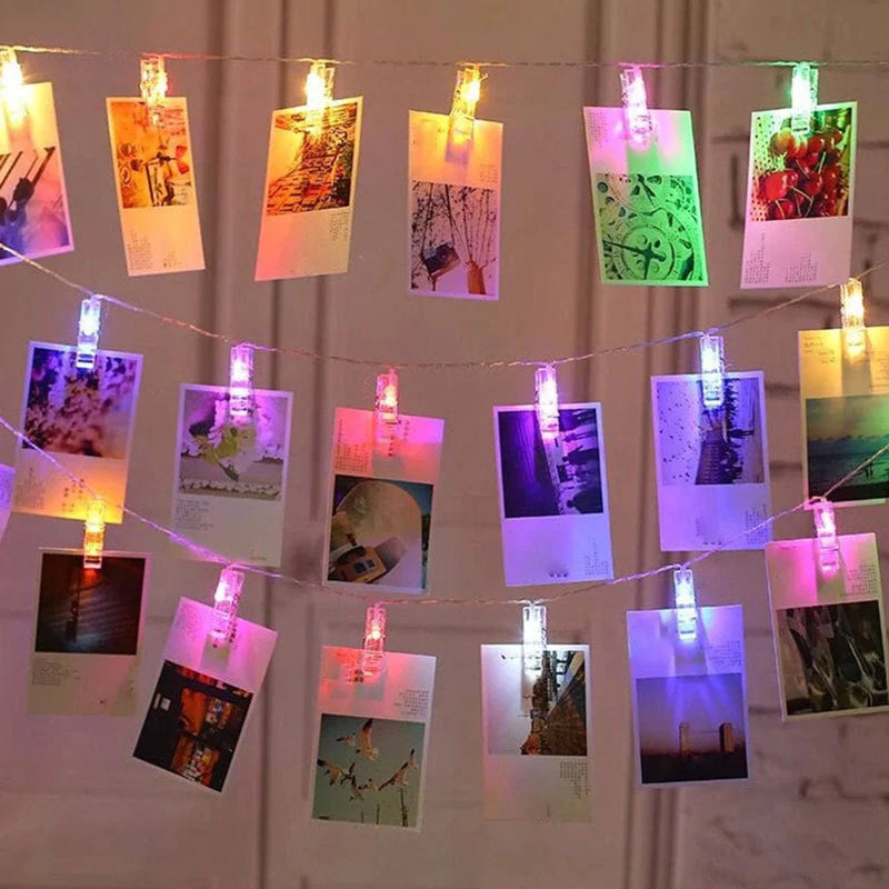 Zhaomeidaxi 10/20/40 Led Photo Clip String Lights, Used for Hanging Pictures, Cards, Decorations, Battery-Powered, Perfect Bedroom Wall Decoration, Valentine'S Day, Wedding,White D 4M+40 Lights Home & Garden > Decor > Seasonal & Holiday Decorations Zhaomeidaxi   
