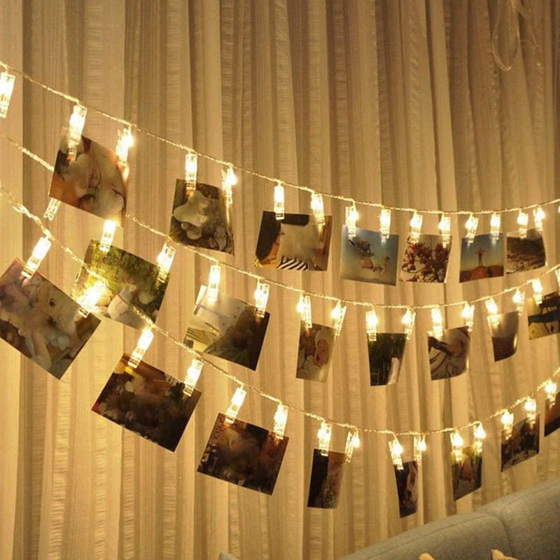 Zhaomeidaxi 10/20/40 Led Photo Clip String Lights, Used for Hanging Pictures, Cards, Decorations, Battery-Powered, Perfect Bedroom Wall Decoration, Valentine'S Day, Wedding,White D 4M+40 Lights Home & Garden > Decor > Seasonal & Holiday Decorations Zhaomeidaxi   