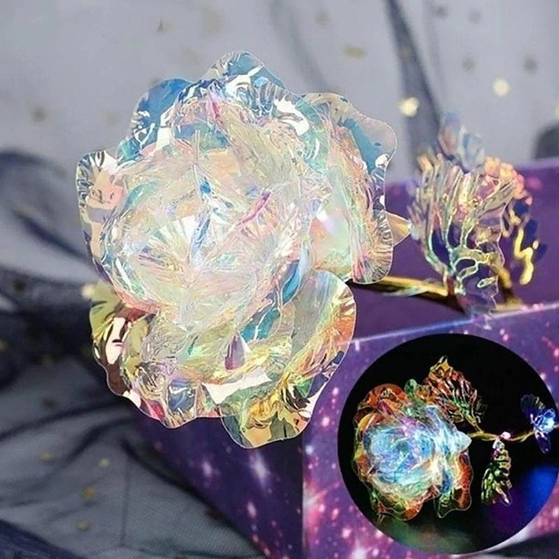 Zhaomeidaxi Rose Gifts for Her,Rainbow Rose Flower Present Golden Foil with Luxury Gift Box Great Gift Idea For, Christmas,Women,Mom Gifts,Valentine'S Day, Birthday,Anniversary,String-Light