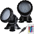 ZHGSERVU Pond Lights Underwater Fountain Light 3.5W Color Changing Submersible Spotlight with 36-LED Bulbs Christmas Light Waterproof IP68 Pool Light for Pond Aqaurium Garden Fish Tank Home & Garden > Pool & Spa > Pool & Spa Accessories ZHGSERVU set of 2 with stake & remote  