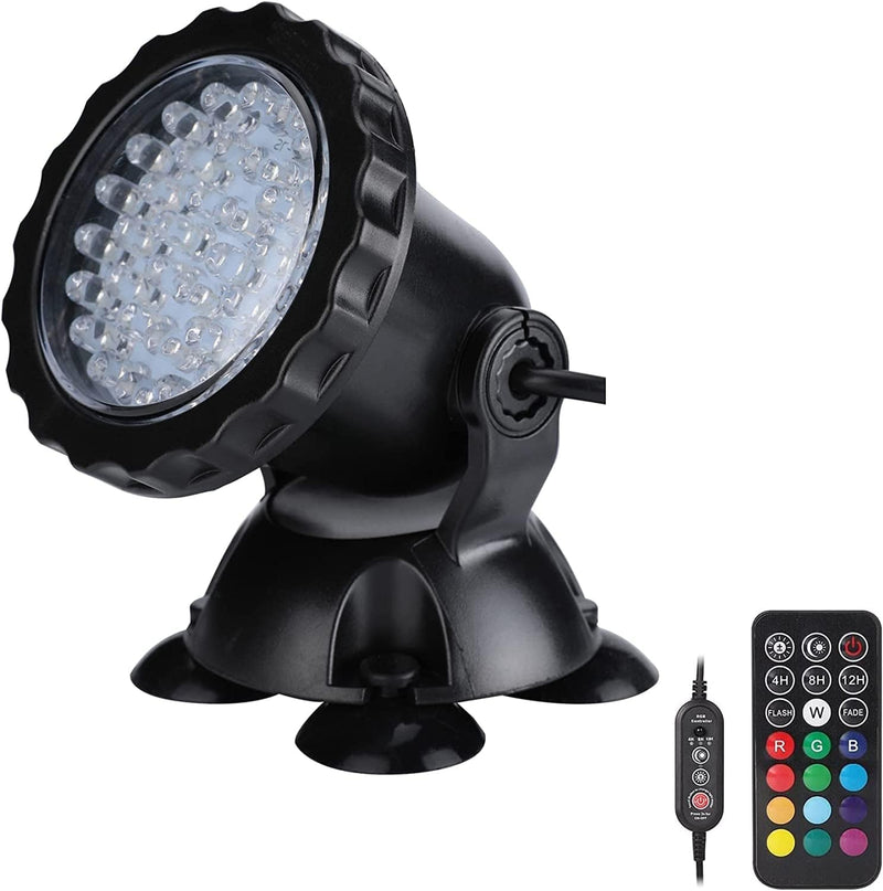 ZHGSERVU Pond Lights Underwater Fountain Light 3.5W Color Changing Submersible Spotlight with 36-LED Bulbs Christmas Light Waterproof IP68 Pool Light for Pond Aqaurium Garden Fish Tank Home & Garden > Pool & Spa > Pool & Spa Accessories ZHGSERVU Set of 1 with timer remote  