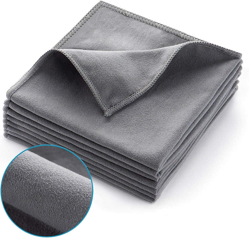 ZHIDIAN Stainless Steel Microfiber Cloth Double-Sided Cleaner Rag, Non-Scratch Scrub Cleaning Polishing Towel for Appliances, Kitchen Reusable Fridge Wipes, Gray Stripe, 8Pack, 12X12Inch