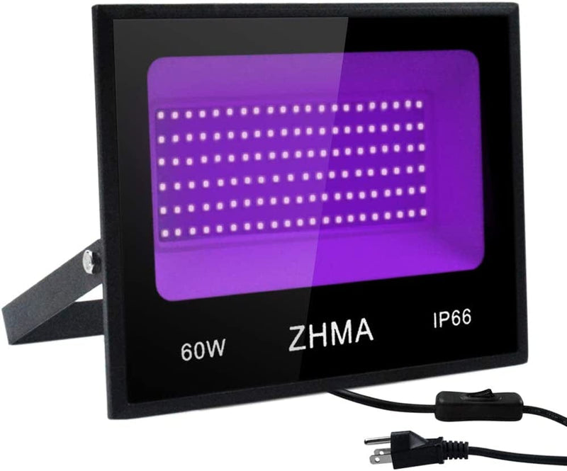 ZHMA 60W LED Black Light Flood Light with Plug,Black Light for Indoor and Outdoor Blacklight Party,Body Paints Fluorescent Effect,Glow in the Dark,Stage Light,Aquariums and Other Entertainment Venue Home & Garden > Pool & Spa > Pool & Spa Accessories ZHMA Lighting   
