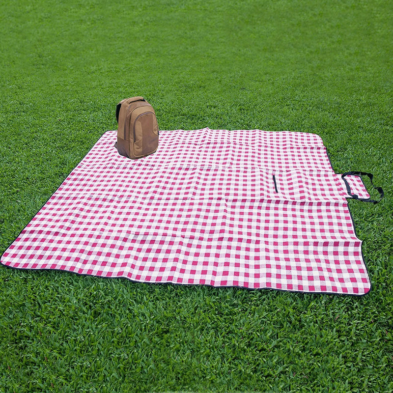 ZhongBan Extra Large Picnic & Outdoor Blanket with Waterproof Backing 80" x 90" Home & Garden > Lawn & Garden > Outdoor Living > Outdoor Blankets > Picnic Blankets ZhongBan White&red  