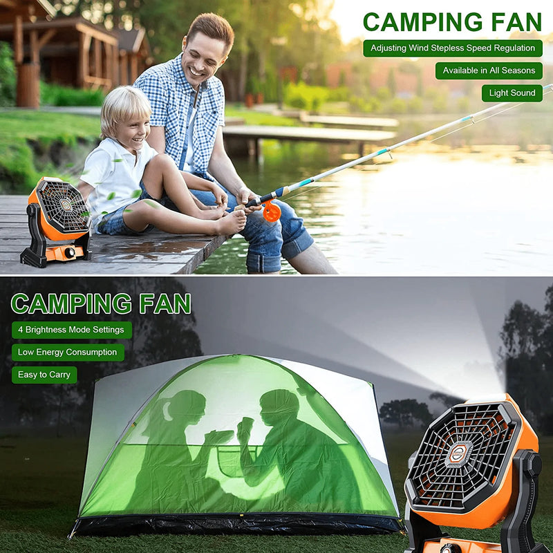 Zhovee Portable Fan Rechargeable, Battery Fan with Usb Fan, Outdoor Fan with Camping Lanterns, 7800Mah Battery Operated Camping Fan, Camping Accessories, Tent Fan Light for Outdoor, Home, Office. Sporting Goods > Outdoor Recreation > Camping & Hiking > Tent Accessories Zhovee   