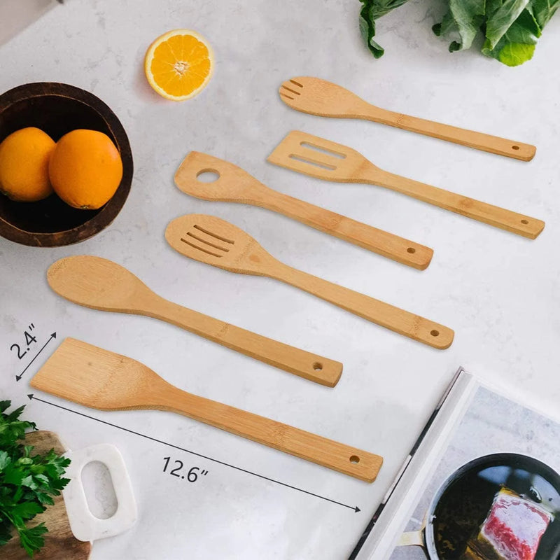 Zhuoyue Kitchen Cooking Utensils Set, 6 Pcs Bamboo Wooden Spoons & Spatula Kitchen Cooking Tools for Nonstick Cookware and Wok Home & Garden > Kitchen & Dining > Kitchen Tools & Utensils Zhuoyue   
