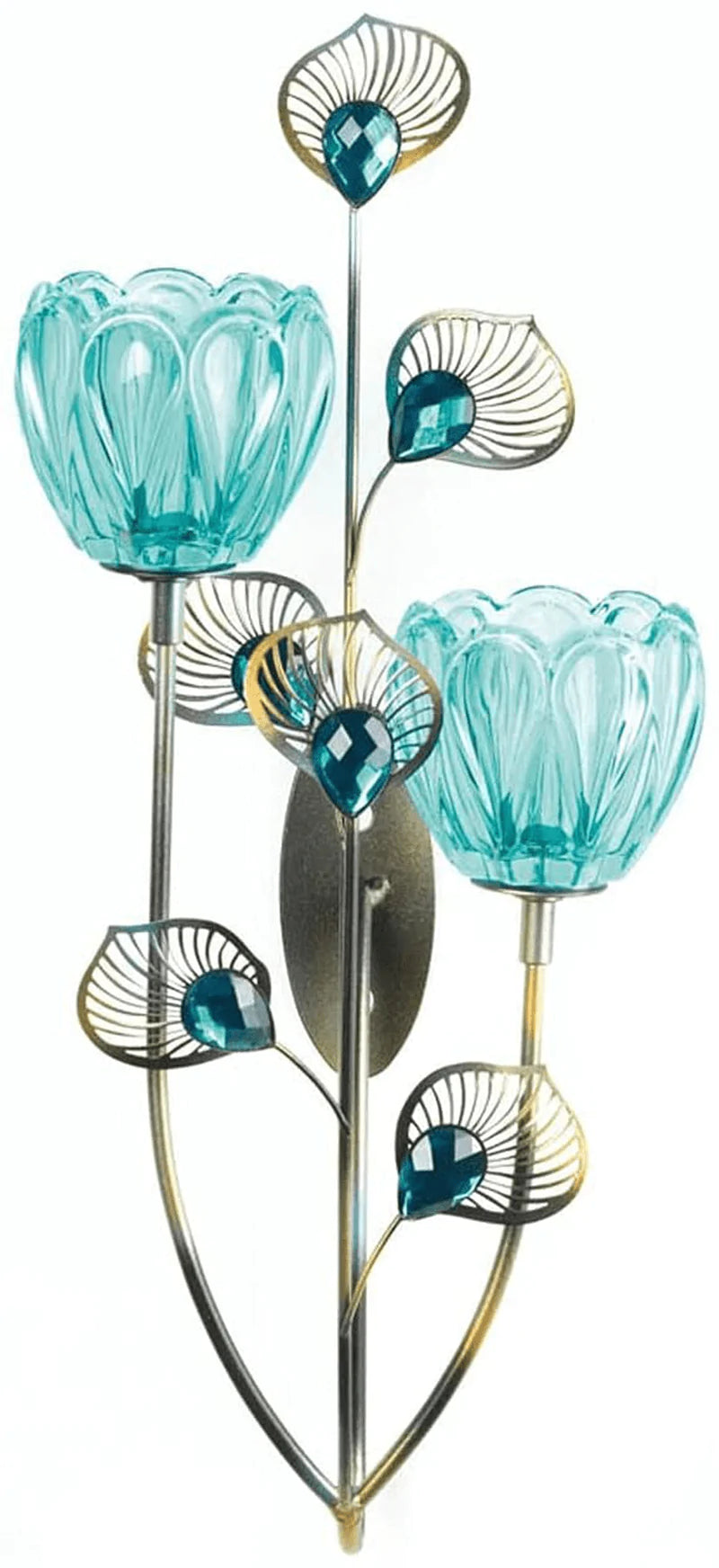 Zings & Thingz 57073538 Peacock Flowers Wall Sconce, Blue Home & Garden > Decor > Home Fragrance Accessories > Candle Holders Zings & Thingz   