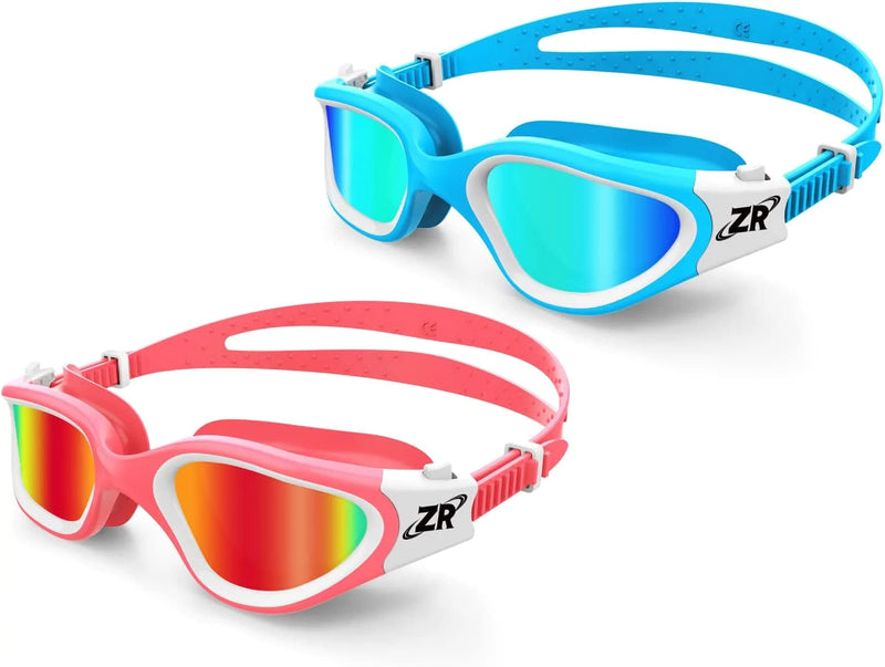 ZIONOR Kids Swim Goggles, 2 Packs G1MINI Polarized Swimming Goggles Girls/Boys Sporting Goods > Outdoor Recreation > Boating & Water Sports > Swimming > Swim Goggles & Masks ZIONOR Kids-polarized Pinkred + Bluegold  
