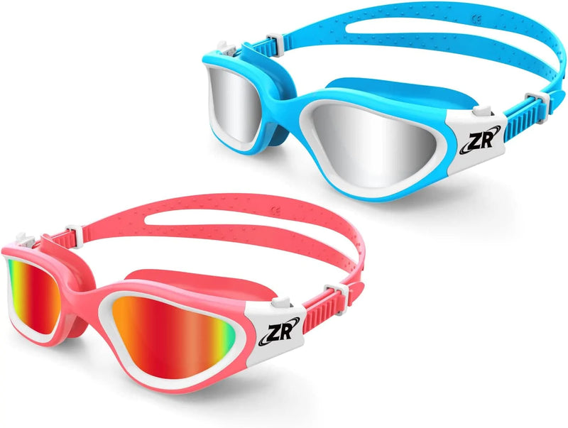 ZIONOR Kids Swim Goggles, 2 Packs G1MINI Polarized Swimming Goggles Girls/Boys Sporting Goods > Outdoor Recreation > Boating & Water Sports > Swimming > Swim Goggles & Masks ZIONOR Kids-polarized Pinkred + Bluesilver  