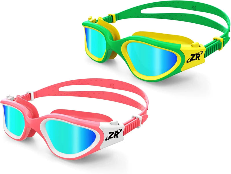 ZIONOR Kids Swim Goggles, 2 Packs G1MINI Polarized Swimming Goggles Girls/Boys Sporting Goods > Outdoor Recreation > Boating & Water Sports > Swimming > Swim Goggles & Masks ZIONOR Kids-polarized Pinkgold + Greengold  