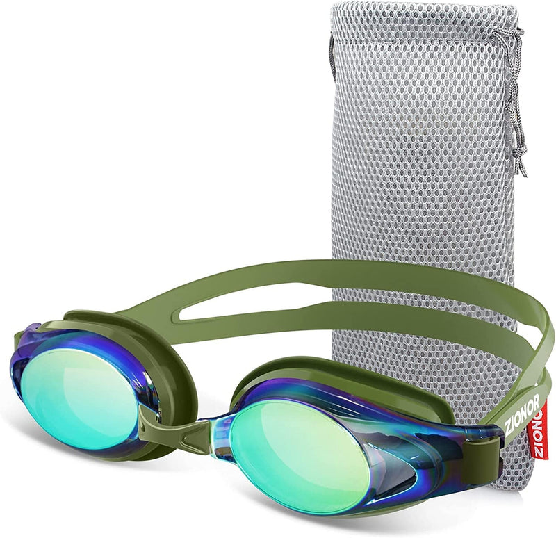 ZIONOR Swim Goggles for Men Women, Upgrade G8 Swimming Goggles for Youth Sporting Goods > Outdoor Recreation > Boating & Water Sports > Swimming > Swim Goggles & Masks ZIONOR A3-green Frame Light Grey Revo Gold Lens  