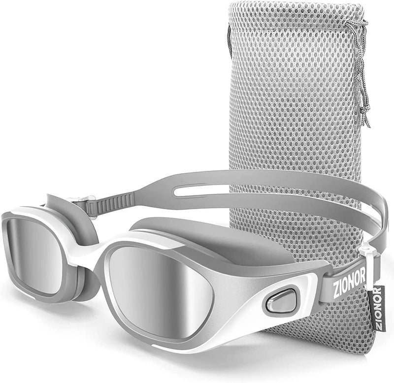 ZIONOR Swim Goggles, Nearsighted Replaceable Lens Swimming Goggles for Men Women Sporting Goods > Outdoor Recreation > Boating & Water Sports > Swimming > Swim Goggles & Masks ZIONOR B1-silver-white Grey  