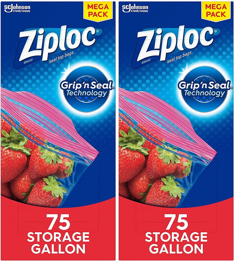 Ziploc Gallon Food Storage Bags, Grip 'N Seal Technology for Easier Grip, Open, and Close, 75 Count, Pack of 2 (150 Total Bags) Home & Garden > Household Supplies > Storage & Organization Ziploc 75 Count (Pack of 2)  