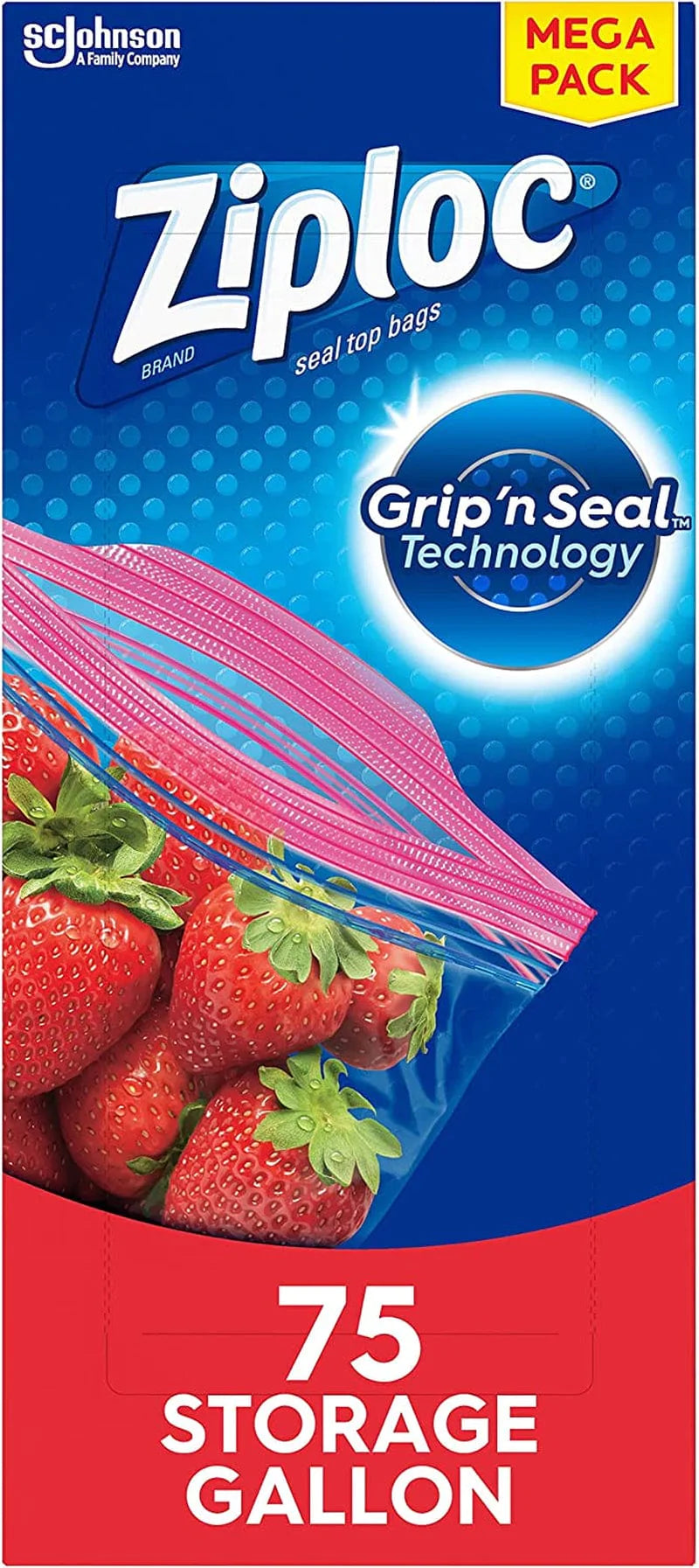 Ziploc Gallon Food Storage Bags, Grip 'N Seal Technology for Easier Grip, Open, and Close, 75 Count, Pack of 2 (150 Total Bags) Home & Garden > Household Supplies > Storage & Organization Ziploc 75 Count  