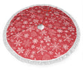 ZJBLHEQ 48 Inch Christmas Tree Skirt Autumn Leaves of Maple Xmas Tree Mat with Fringed Lace Ornament Holiday Christmas Decoration Home & Garden > Decor > Seasonal & Holiday Decorations > Christmas Tree Skirts ZJBLHEQ Snowflakes Christmas Holiday Red Christmas Tree Skirt  
