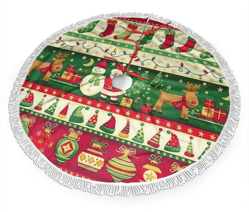 ZJBLHEQ 48 Inch Christmas Tree Skirt Autumn Leaves of Maple Xmas Tree Mat with Fringed Lace Ornament Holiday Christmas Decoration Home & Garden > Decor > Seasonal & Holiday Decorations > Christmas Tree Skirts ZJBLHEQ Christmas Decoration Elk Snowman Christmas Tree Skirt  