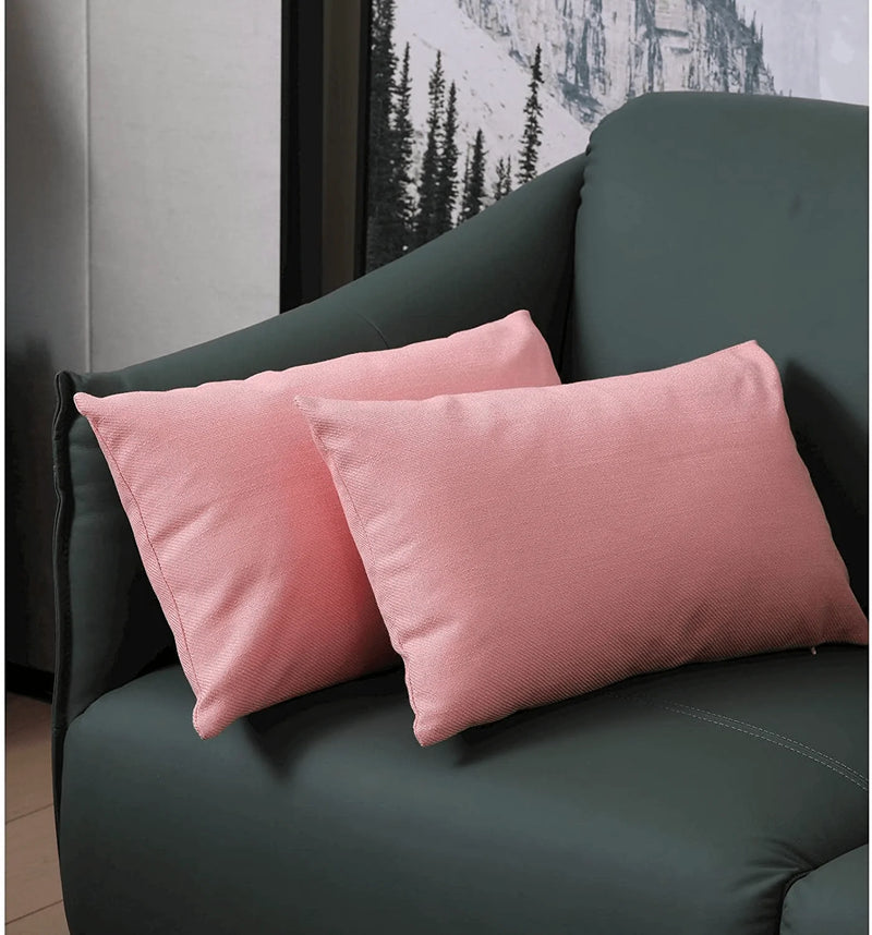 ZLINA Grass Green Linen Throw Pillow Covers Set of 2 Square Cushion Covers 18X18 Inch Pillowcase Home Decor for Farmhouse Sofa Couch Bed Chair Home & Garden > Decor > Chair & Sofa Cushions ZLINA Pink 12×20Inch 