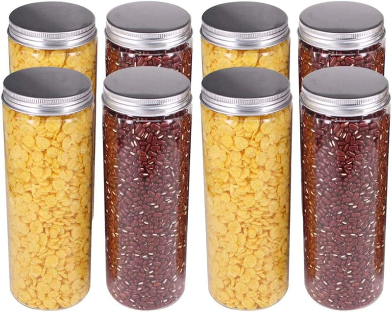 Zmybcpack 8 Pack 20 Oz (600 Ml) Clear Straight Cylinders Plastic Storage Jars- Wide Opening Tubs with Aluminum Lids - BPA Free PET Container Home & Kitchen Storage of Dry Goods, Peanut, Candy Home & Garden > Decor > Decorative Jars zmybcpack 20 OZ (8 Pack)  