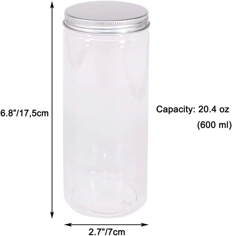 Zmybcpack 8 Pack 20 Oz (600 Ml) Clear Straight Cylinders Plastic Storage Jars- Wide Opening Tubs with Aluminum Lids - BPA Free PET Container Home & Kitchen Storage of Dry Goods, Peanut, Candy Home & Garden > Decor > Decorative Jars zmybcpack   