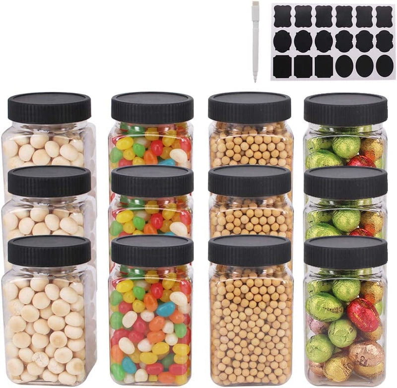 Zmybcpack 8 Pack 20 Oz (600 Ml) Clear Straight Cylinders Plastic Storage Jars- Wide Opening Tubs with Aluminum Lids - BPA Free PET Container Home & Kitchen Storage of Dry Goods, Peanut, Candy