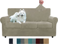ZNSAYOTX Luxury Velvet Couch Cover 4 Piece Stretch Sofa Covers for 3 Cushion Couch Thick Soft Spandex Sofa Slipcover Living Room anti Slip Dogs Pet Furnitre Protector (Grey, Sofa) Home & Garden > Decor > Chair & Sofa Cushions ZNSAYOTX Khaki 71"-91"(3 CUSHIONS) 