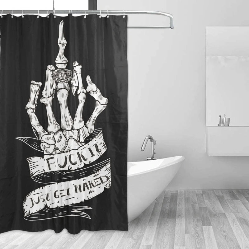 ZOEO Get Named Skull Shower Curtain Backdrop Black and White Funny Rock Roll Halloween Bathroom Home Decor Set Fabric Bridal Polyester Washable Waterproof 12 Hooks for Men Women 72x72 inch Home & Garden > Decor > Seasonal & Holiday Decorations ZOEO 60x 72 inches  