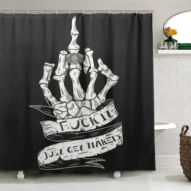 ZOEO Get Named Skull Shower Curtain Backdrop Black and White Funny Rock Roll Halloween Bathroom Home Decor Set Fabric Bridal Polyester Washable Waterproof 12 Hooks for Men Women 72x72 inch Home & Garden > Decor > Seasonal & Holiday Decorations ZOEO 72x 72 inches  