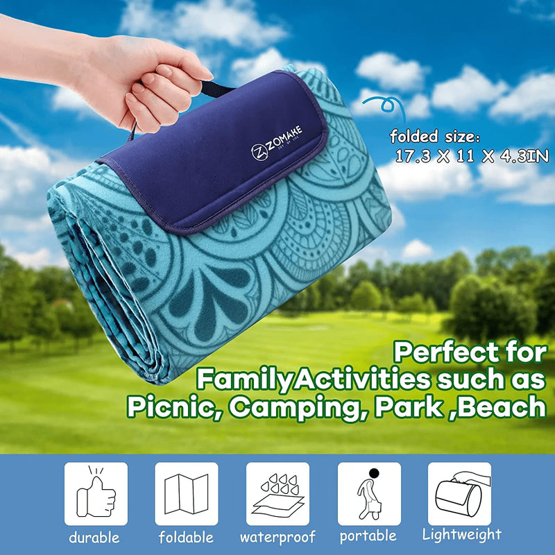 ZOMAKE Picnic Blanket Mat Water Resistant Sandproof Extra Large, Outdoor Blanket with Waterproof Backing for Camping, Concerts, Beach, Park on Grass Picnic Blankets