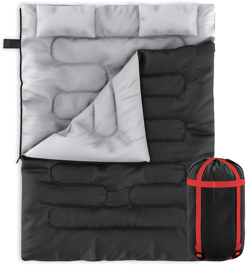 Zone Tech Double Camping Sleeping Bag with 2 Pillows – 3-4 Season Lightweight Waterproof Warm & Cool Weather Adult & Kids Sleeping Bag Converts into 2 Single -Camping, Hiking, Backpacking & Outdoors Sporting Goods > Outdoor Recreation > Camping & Hiking > Sleeping Bags ZONETECH   