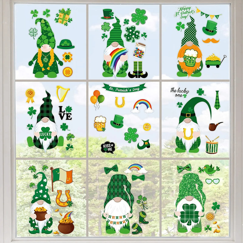Zonon 76 Pieces 8 Sheets St. Patrick'S Day Shamrock Decorations Window Clings Static Window Stickers Hat Shoes Gold Coins Decals Irish Stickers for Home Office Party Ornaments Supplies Arts & Entertainment > Party & Celebration > Party Supplies Zonon   