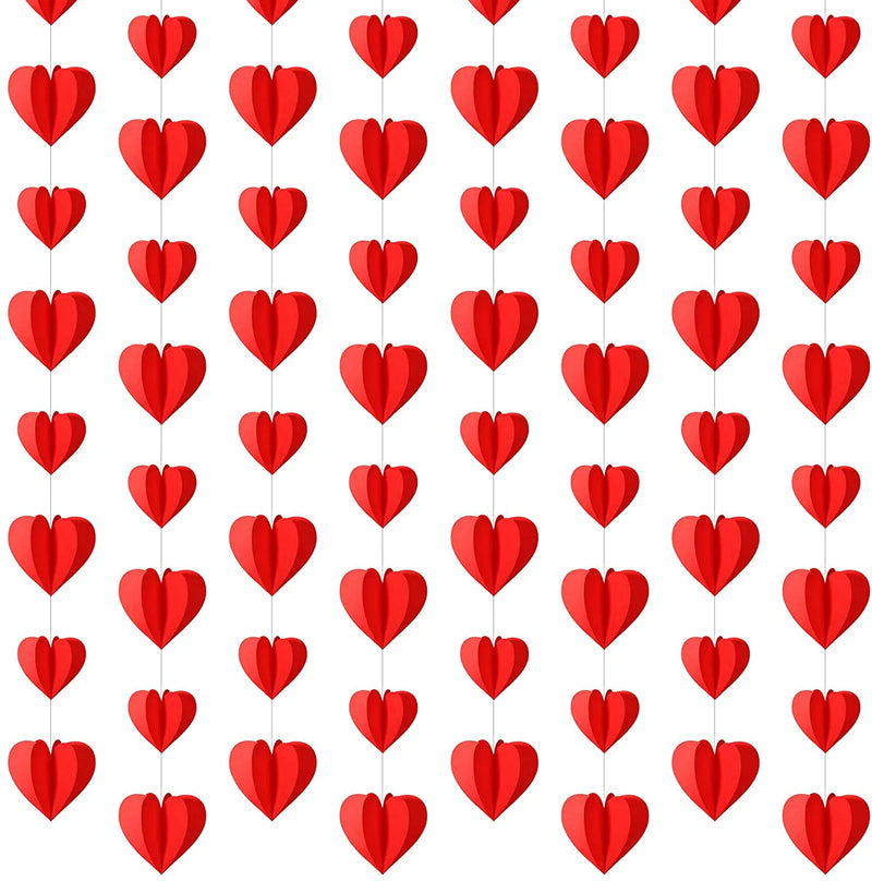 Zonon 8 Strings of 3D Red Heart Garland Banners Paper Heart Shape Garland Red Heart Hanging String Garland for Valentine'S Day Party Wedding Party Decorations and Home Decorations Arts & Entertainment > Party & Celebration > Party Supplies Zonon   