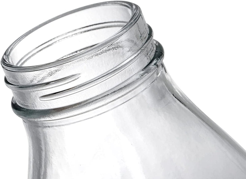 ZOOFOX 4 Pack 32 Oz Glass Milk Bottles with Metal Screw on Lids, Vintage Milk Container for Refrigerator, Reusable Dairy Drinking Containers for Almond Milk, Yogurt, Smoothies, Maple Syrup, Jam Home & Garden > Decor > Decorative Jars ZOOFOX   