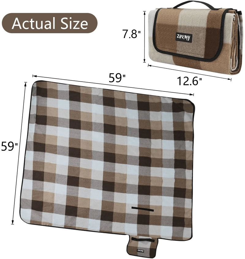 ZORMY Picnic Blanket Waterproof Beach Handy Mat Brown and White Checkered Sand Proof Mat Great for Outdoor Picnic, Beach, Camping, Camping on Grass and Portable Home & Garden > Lawn & Garden > Outdoor Living > Outdoor Blankets > Picnic Blankets ZORMY   