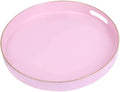 Zosenley Decorative Tray, Round Plastic Tray with Handles, Modern Vanity Tray and Serving Tray for Ottoman, Coffee Table, Kitchen and Bathroom, Size 13” (Orange) Home & Garden > Decor > Decorative Trays Zosenley Pink  