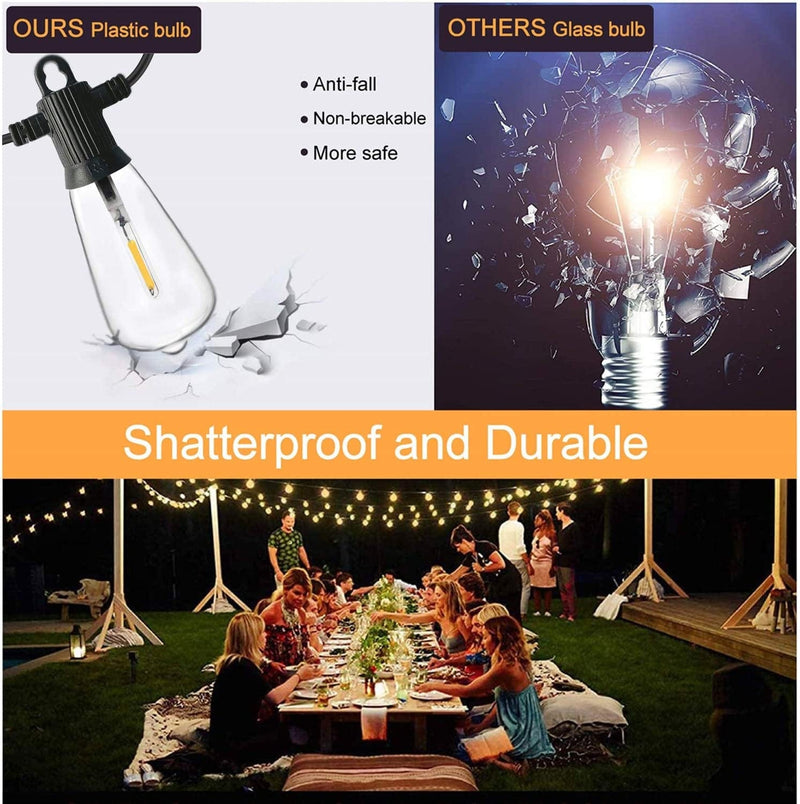 ZOTOYI Outdoor String Lights LED 150FT, ST38 String Lights for outside with 73+3 Shatterproof Vintage Bulbs, Connectable Waterproof IP65 Patio Lights for Backyard Bistro Porch Gazebo Party Home & Garden > Lighting > Light Ropes & Strings ZOTOYI   
