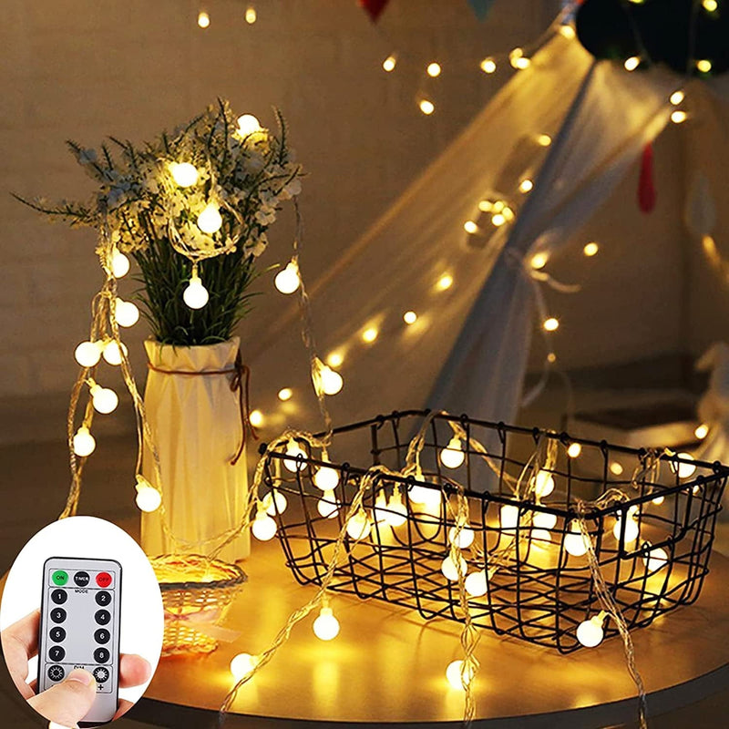 ZOUTOG Battery String Lights, 33Ft/10M 100 LED Bulb Warm White Battery Operated Globe String Lights with Remote Controller, Decorative Timer Fairy Light for Christmas/Wedding/Party Indoor and Outdoor Home & Garden > Lighting > Light Ropes & Strings ZOUTOG Warm White 33ft 