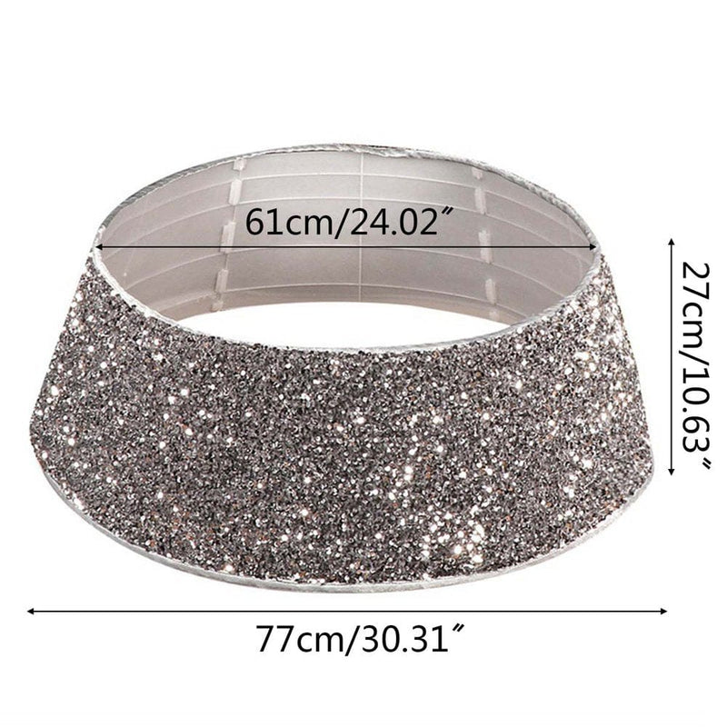 ZOYONE Sequins Glitter Christmas Tree Base Collar around Decorative Skirt Xmas New Year Party Home Decoration