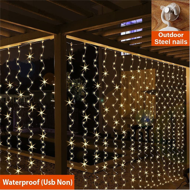 ZSJWL Curtain Lights, 300 LED Curtain Fairy Lights with Remote, 8 Modes 9.8 × 9.8 Ft Curtain String Lights, USB Plug In, Copper Wire Lights for Bedroom Window Chrismas Wedding Party, Warm White Home & Garden > Lighting > Light Ropes & Strings ZSJWL   